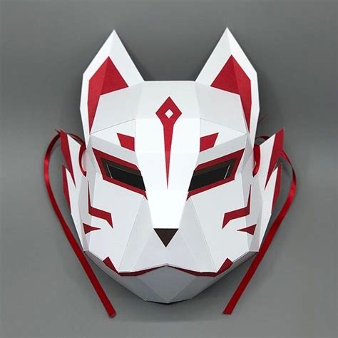 Korai No Kitsune Mask Traditional Nine Tailed Fox Mask Full Face Mask Diy Papercraft Pdf