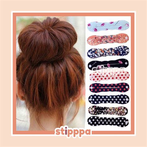 Jual Hairdini Motif Polos Pita Alat Bantu Ikat Rambut Cepol Donat