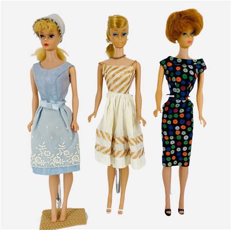 Lot 3 Vintage Barbies Including Swirl Hair Barbie Titian Bubble Cut Barbie And A 6 Blonde