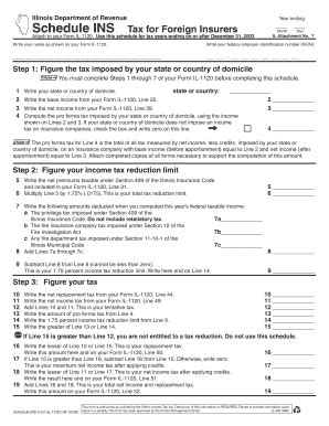 Illinois Department Of Revenue Schedule INS Year Ending Attach To Your