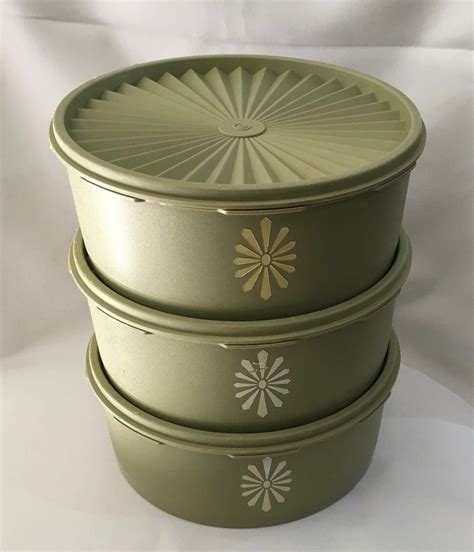 Vintage Tupperware Servalier Canister 8 Cup 8 Seal 1204 1205 Harvest