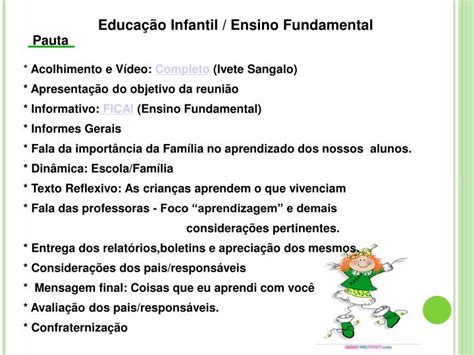 PPT Reunião de Pais 2º Bimestre Educação Infantil Ensino Fundamental