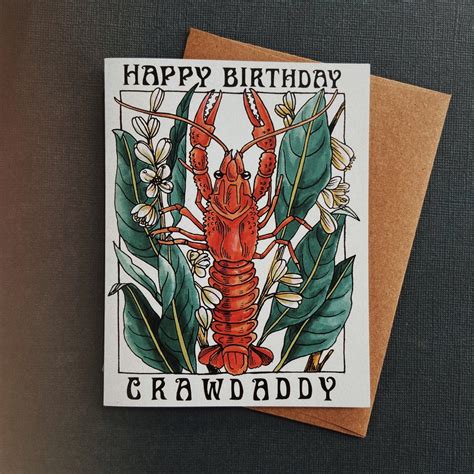 Happy Birthday Crawdaddy Crawfish Card Etsy