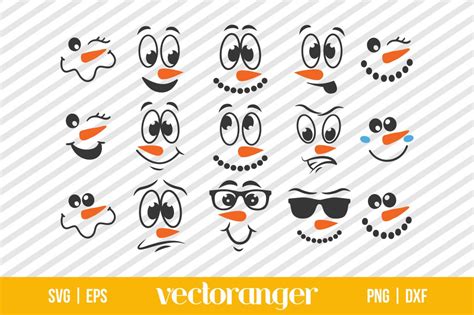 Cute Snowman Face Svg Bundle Vectoranger