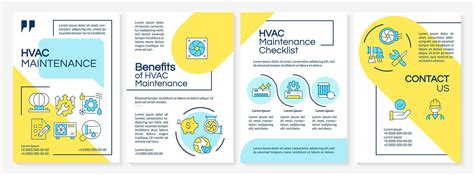 Hvac Maintenance Blue And Yellow Brochure Template Leaflet Design With Linear Icons Editable 4