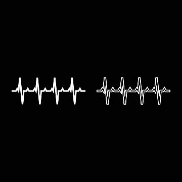 Flat Heart Icon With Rhythm Line On White Background Vector Wave