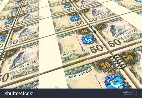 Trinidad Tobago Dollar Bills Stacks Background Stock Illustration