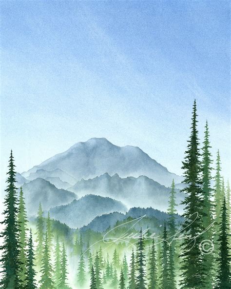 Mount Rainier Original Watercolor Painting