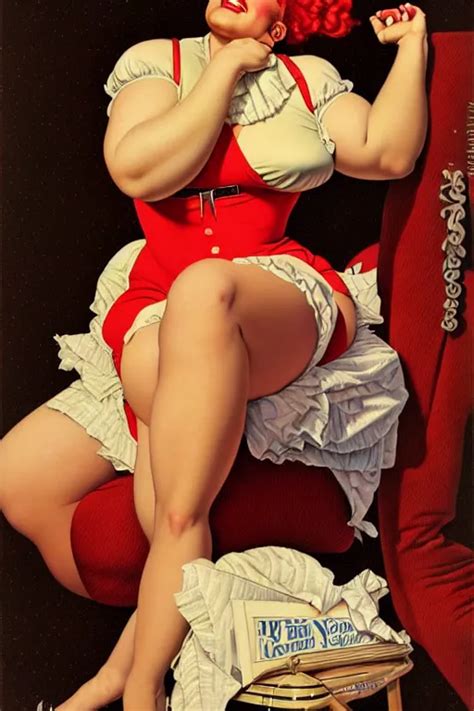 Jill Scott Portrait By Gil Elvgren And Norman Rockwell Stable