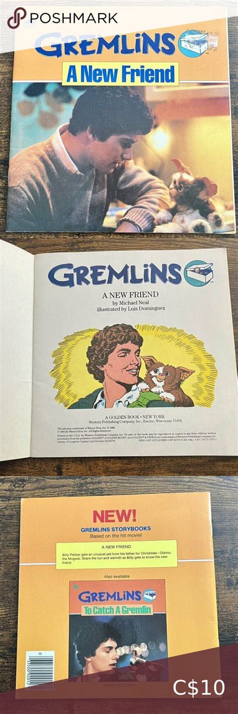 Vintage Gremlins Golden Book A New Friend Softcover Warner Bros Gizmo