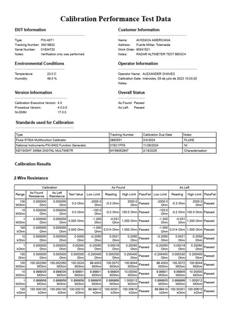 Calibration Report 01834720 Download Free Pdf Alternating Current