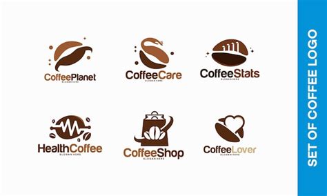 Conjunto de vector de concepto de diseños de logotipo de café varios