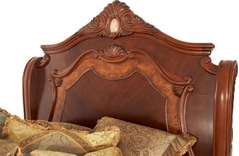 Cortina Honey Walnut Sleigh Bedroom Set By Aico 1stopbedrooms