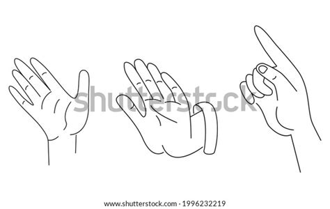 Set Hand Gestures Outline Vector Illustration Stock Vector Royalty