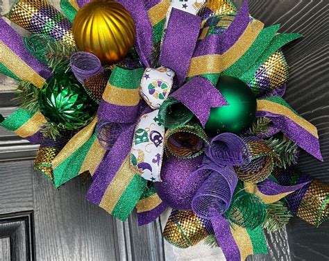 Mardi Gras Door Swag Mardi Gras Door Garland Front Door Garland Mardi