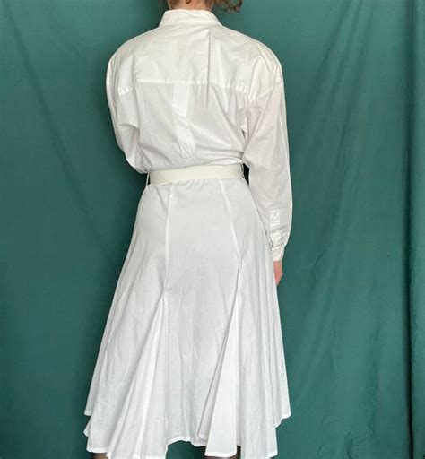 80s White Shirtwaist Dress Etsy