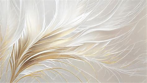 Premium AI Image | There is a painting of a white feather with gold ...