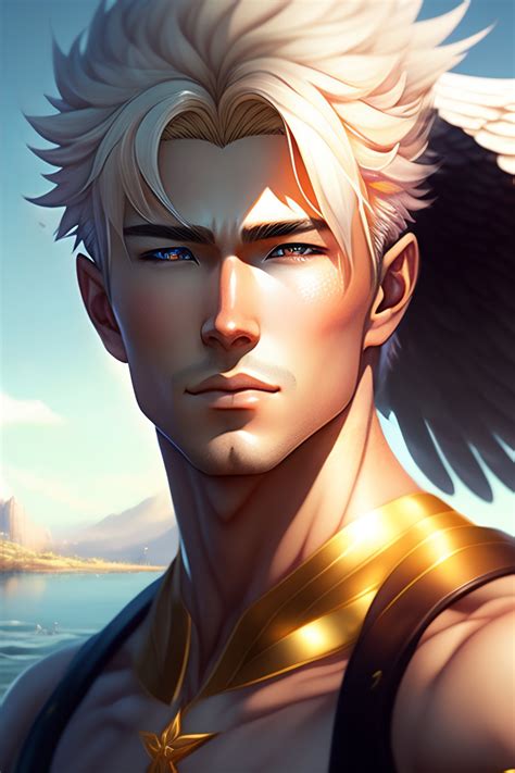 Lexica Realistic Anime Male Arc Angel Of Life With Blonde Hair By The River Of Life Full Body