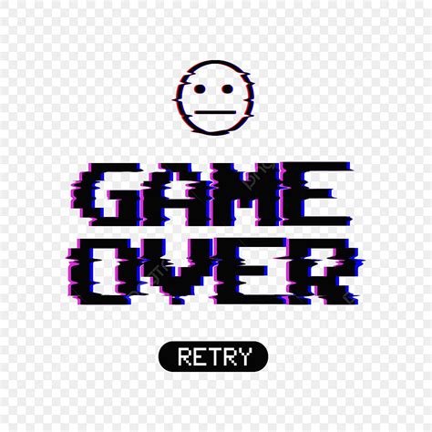 Game Over Clipart Hd Png Game Over Pixel Glitch Design With Retry And