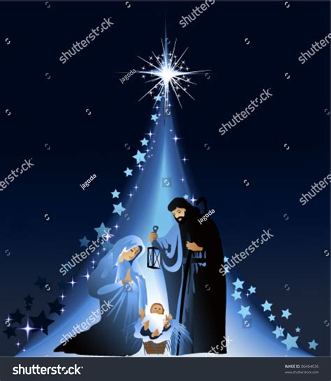 Christmas Nativity Scene Holy Family Stock Vector (Royalty Free) 86464036 | Shutterstock