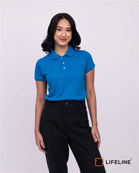 New Lifeline Women's Poloshirt (Aqua Blue) For Sale - Lifeline Shirts