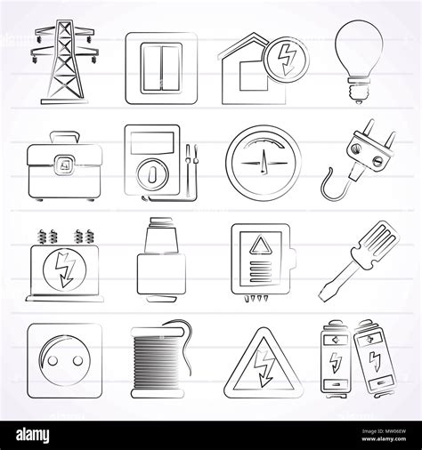 Power Energie Und Strom Symbole Vektor Icon Set Stock Vektorgrafik