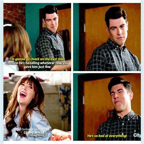 He S So Bad At Everything Jess And Schmidt Newgirl New Girl