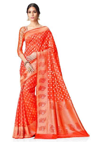 Peach Colour Kanchipuram Spun Silk Woven Saree At Rs 6 950 Piece In