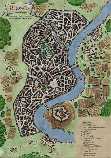 Another Hand Drawn Dnd City Map From Me Still Practicing Colouring In