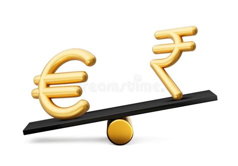 Icone Del Simbolo Dell Euro Dorato E Della Rupia 3d Con Peso Di