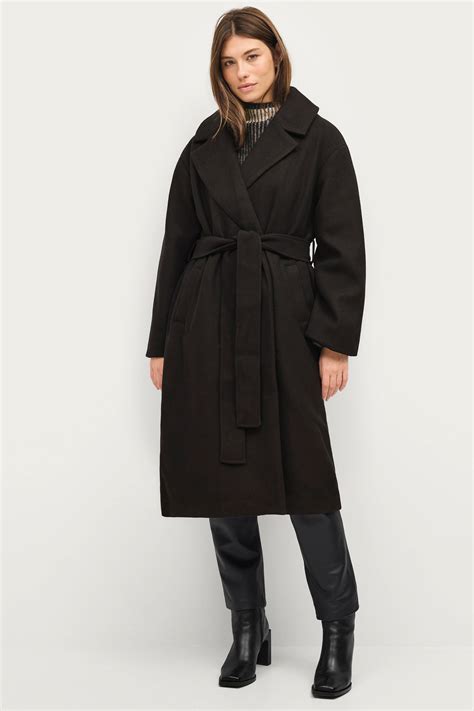 Gina Tricot Kappa Long Belted Coat Svart Höstjackor Ellos se