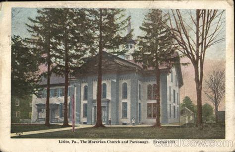 The Moravian Church and Parsonage Lititz, PA Postcard