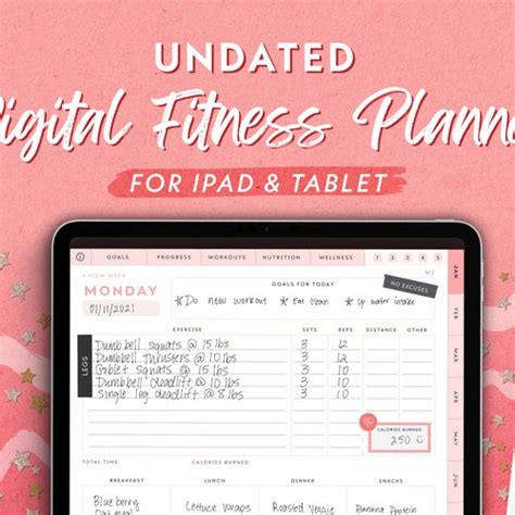 Portrait Fitness Digital Planner For Ipad And Tablet Undated Etsy