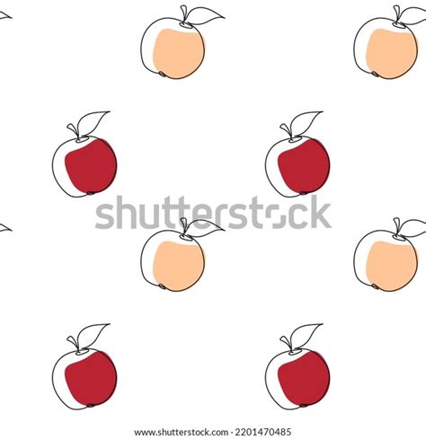 Seamless Pattern Apple On White Backgroundline Stock Vector Royalty