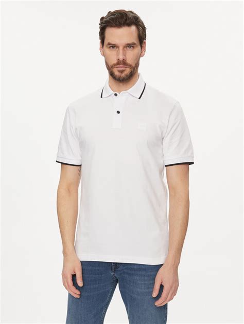 Boss Tricou Polo Passertip Alb Slim Fit Modivo Ro