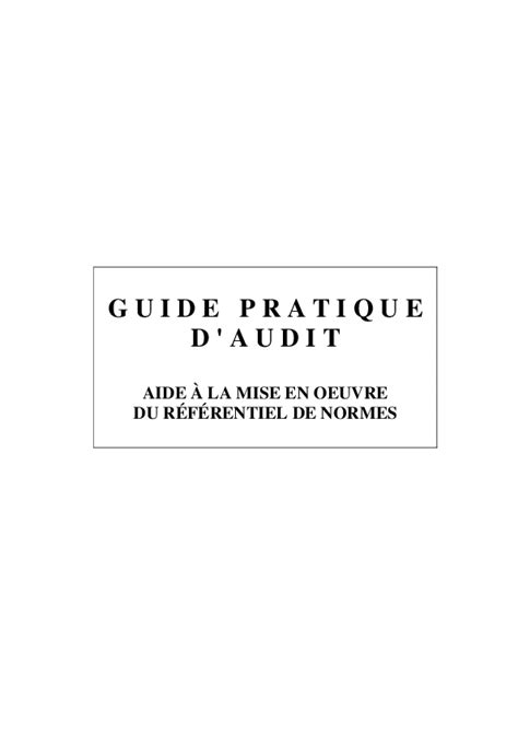 Pdf Guide Pratique Daudit Aide À La Mise En Oeuvre Du RÉfÉrentiel De