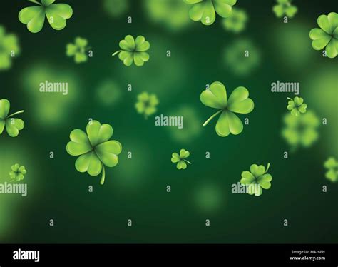 Saint Patricks Day Background Design With Green Falling Clovers Leaf