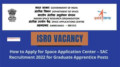 ISRO SAC Apprentice Recruitment 2022 Apply Online