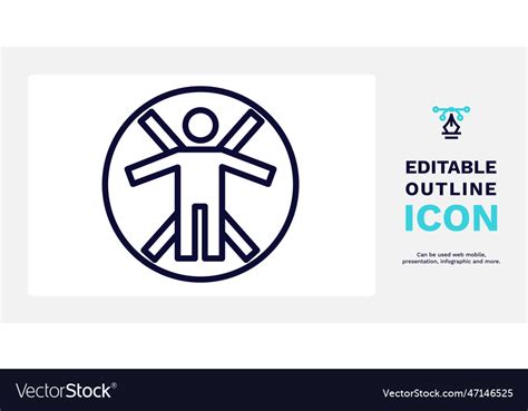 Vitruvian Man Icon Thin Line Man Icon Royalty Free Vector