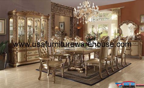 Acme Furniture Vendome Gold Patina Dining Set Usa Furniture Warehouse