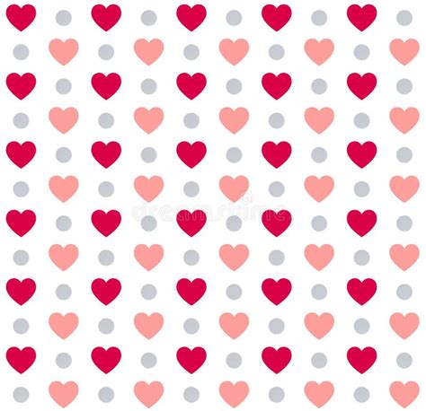 Seamless Valentines Day Polka Dot Red Pattern With Hearts Vector Stock