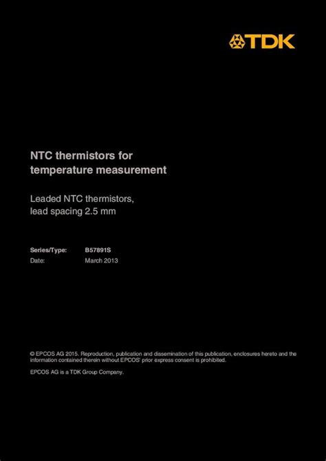 Pdf Ntc Thermistors For Temperature Measurement Leaded Ntc Dokumen