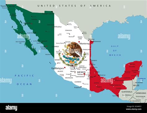 Mexico Highly Detailed Political Map With National Flag Stock Vector Image And Art Alamy