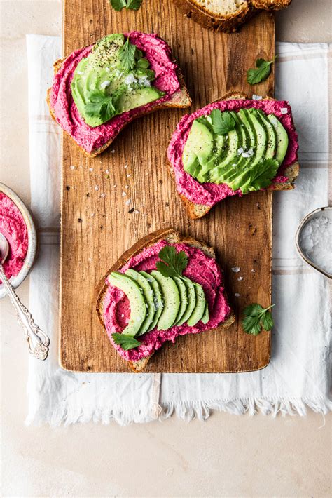 The Best Avocado Beet Hummus Toast Vegan Gluten Free