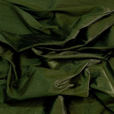 Iridescent Cypress Green Dupioni Silk Fabric Wide By The