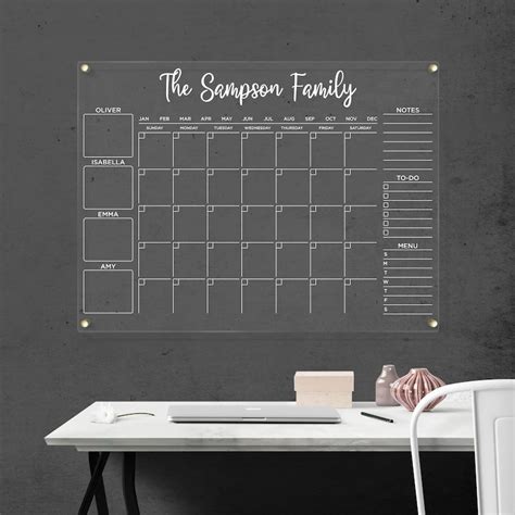 Personalized Acrylic Calendar For Wall Acrylic Dry Erase Etsy