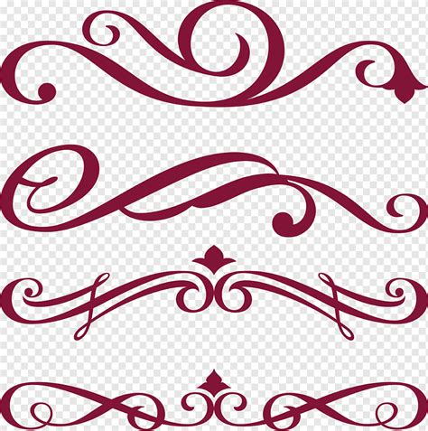 Conjunto Vermelho De Ornamentos Swash Png PNGWing