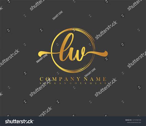 Lw Initial Handwriting Logo Circle Template Stock Vector Royalty Free