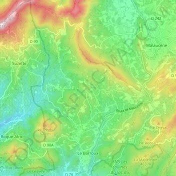 Topografische Kaart Le Barroux Hoogte Reli F