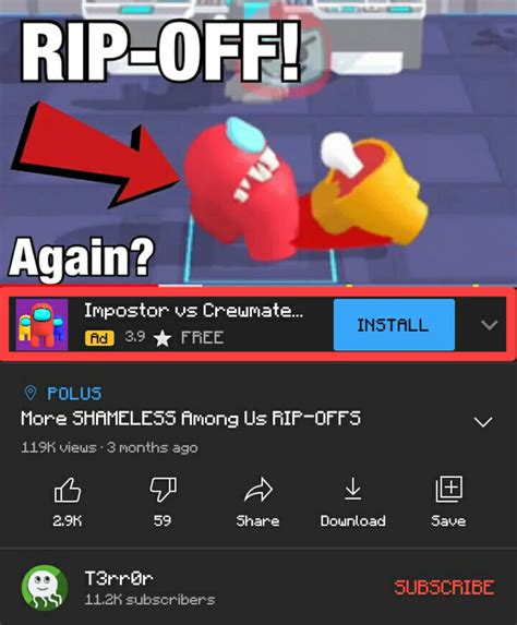 An Ad Of A Ripoff Of Among Us Shows Up On A Video Talking About Ripoff